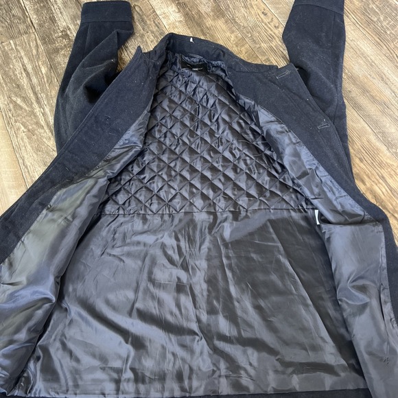 Banana Republic Wool Blend Coat Black Mens Size Large Jacket Outerwear 5 Buttons - Picture 8 of 8